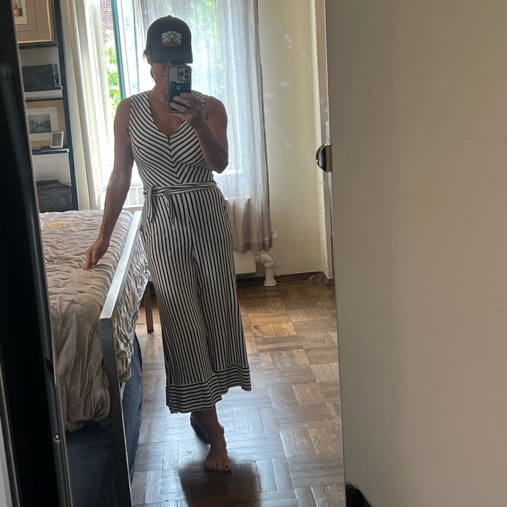 ECI Navy and White Striped Top